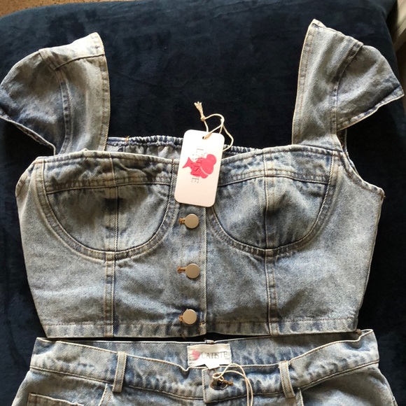 Denim short set🔥🔥🔥🔥 NWT - Picture 5 of 9